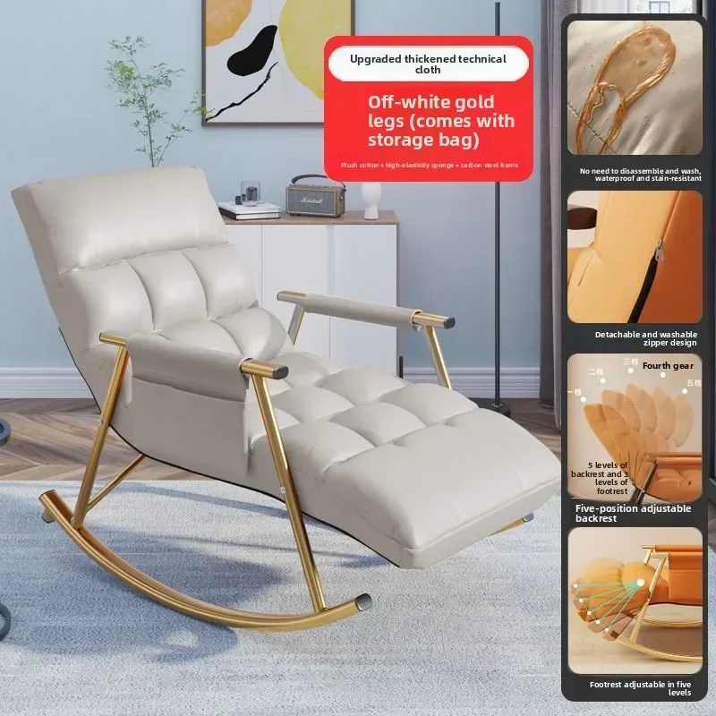Portable Rocking Recliner Chair Zero Gravity Lazy Sofa Armchair Cozy Nap Lounge for Living Room Bedroom Balcony Patio