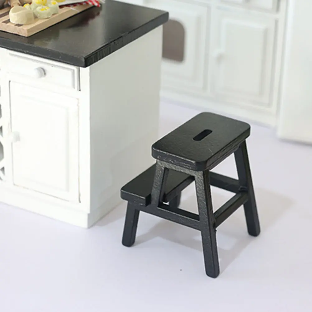 

2Pcs Miniature Wooden Step Stool Rustic Design Mini House Bedroom Living Room Furniture Decoration Micro Layout Prop