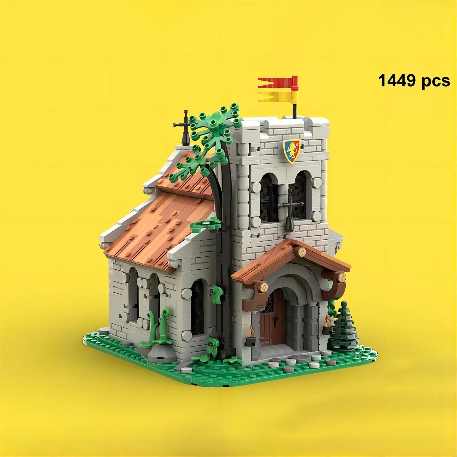 

MOC- 153931 Архитектурная сцена Лев Рыцарь Церковь (подходит для 10305) Сборка строительных игрушек