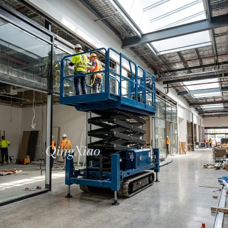 FOB Crawler Scissor Lift Table Tracked Aerial Platform Self Propelled 10m Automatic Rough Terrain Heavy Duty Stable Lifting view 5