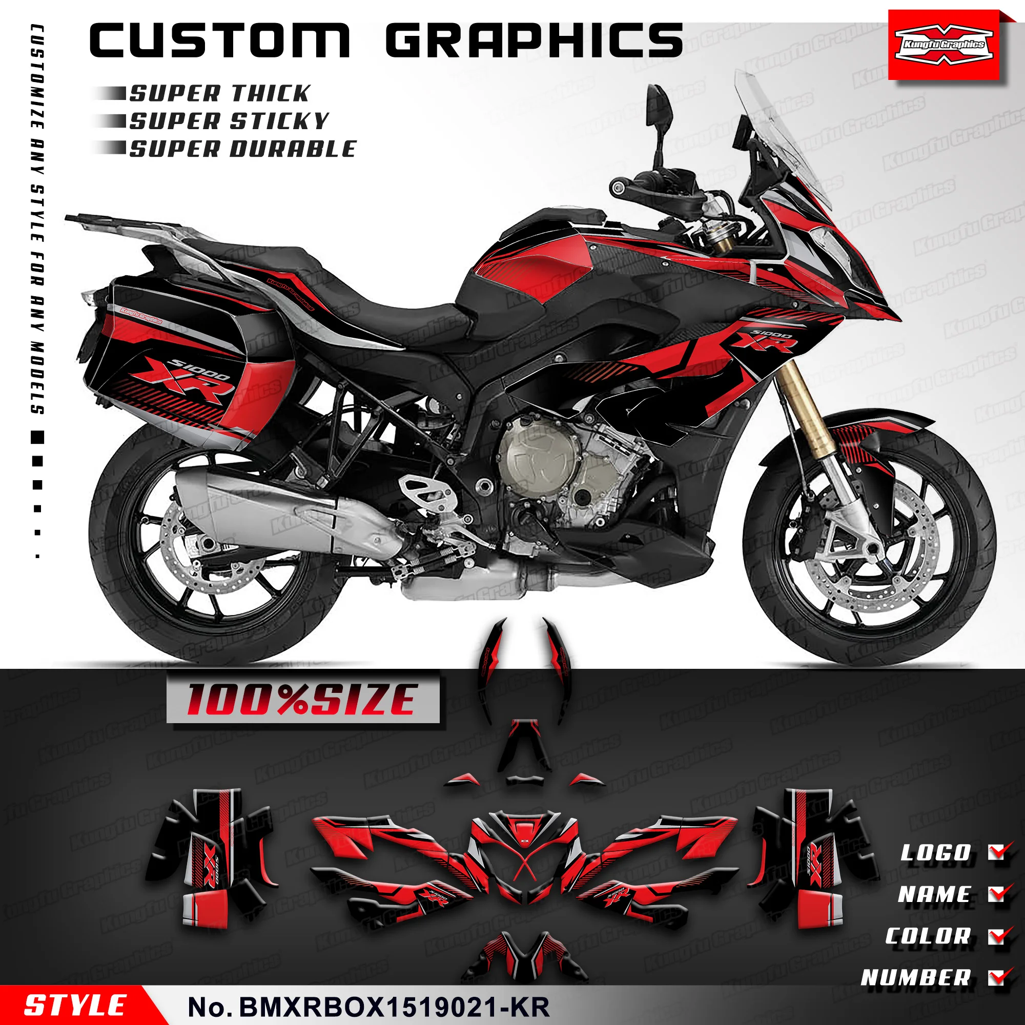 KUNGFU GRAPHICS Stickers Complete Racing Graphics for S1000XR S 1000 XR 2015 2016 2017 2018 2019, Rebuild, BMXRBOX1519021-KR