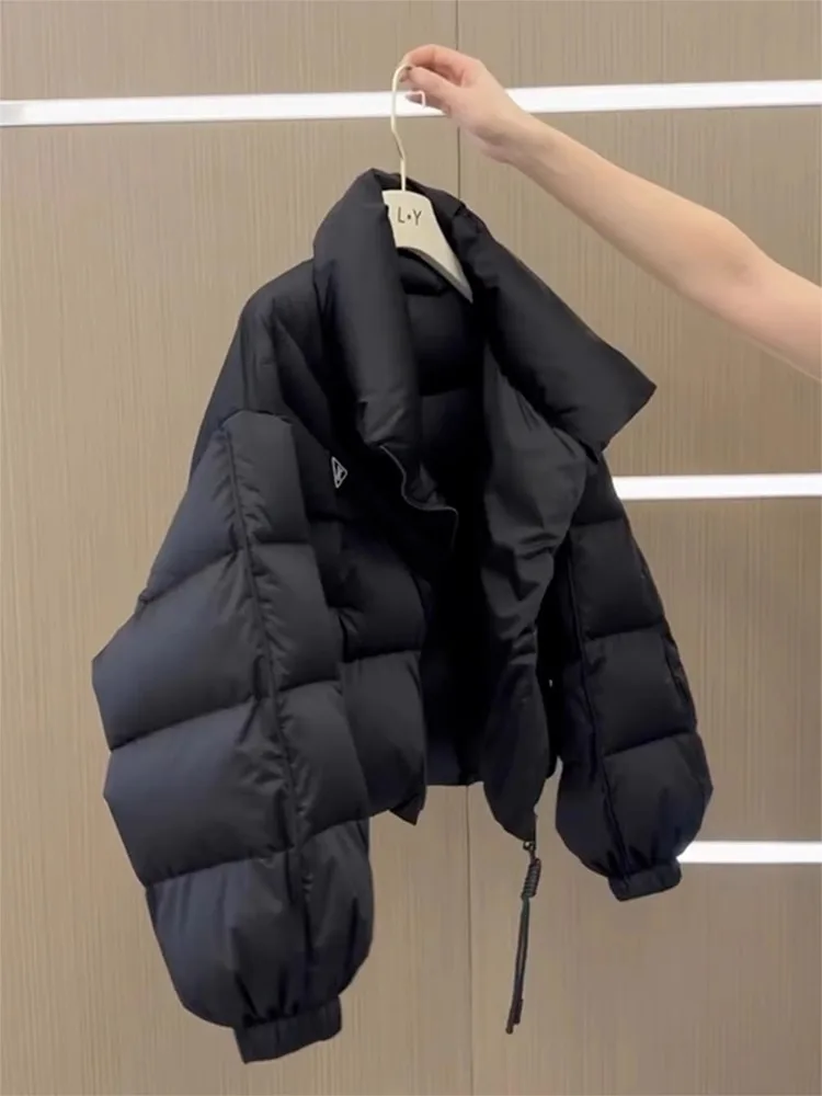 Dames ort Thiened Du down Jaet Winter Warme Bovenkleding Bla Bread Sle Jas Koreaanse Sle Recht gesneden polyester stof