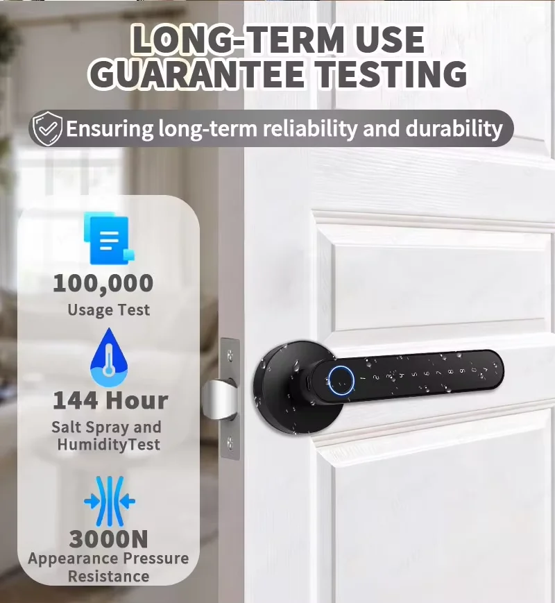 TTLock Smart Digital Door Lock, 5 Ways Keyless Entry: Fingerprint, Anti-Peep Virtual Password, RFID IC Card, Bluetooth APP Remote Unlock & Mechanical Key, 12 Months Long Standby Security Lock for Home, Apartment, Airbnb, Hotel Office - view 7