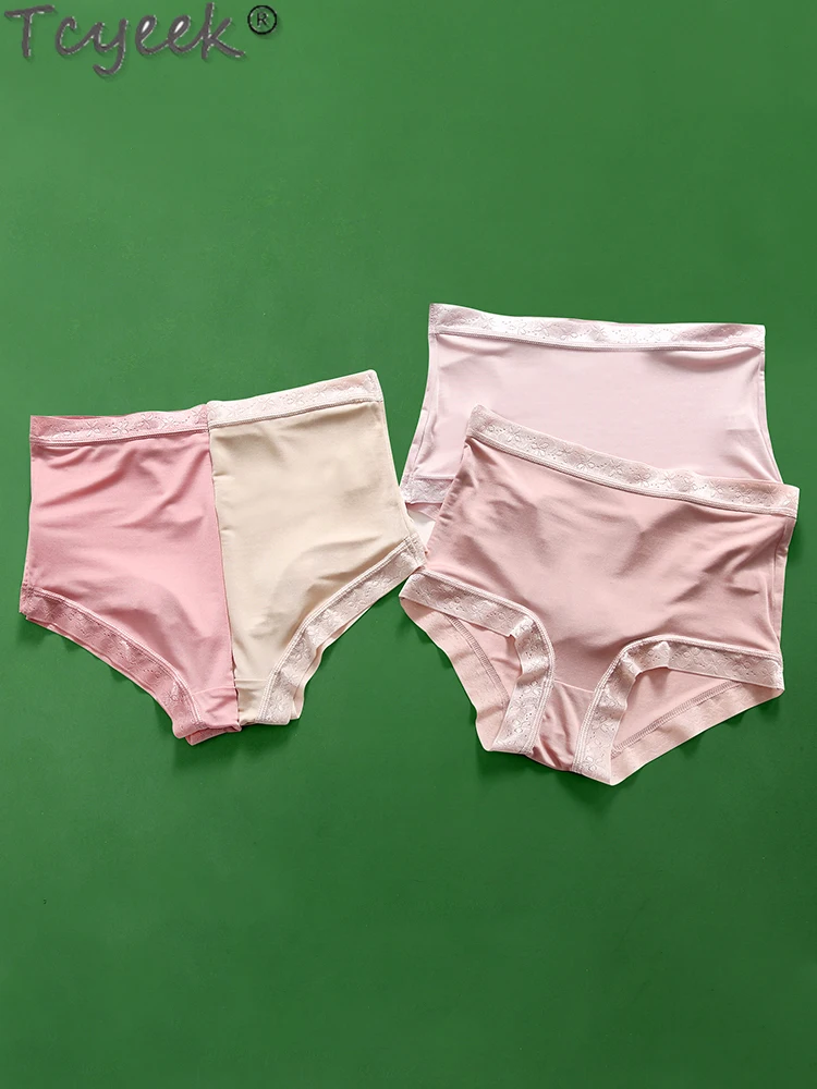 

Tcyeek 100% Mulberry Silk Woman Panties Summer Lace Sexy Panties Mid Waist Thin Breathable Underpants Woman Calzones Para Mujer