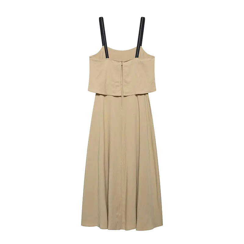 Nlzgmsj 2026 Summer Women Layered Camisole Maxi Dress Contrast Color Strap Casu… - Image 2
