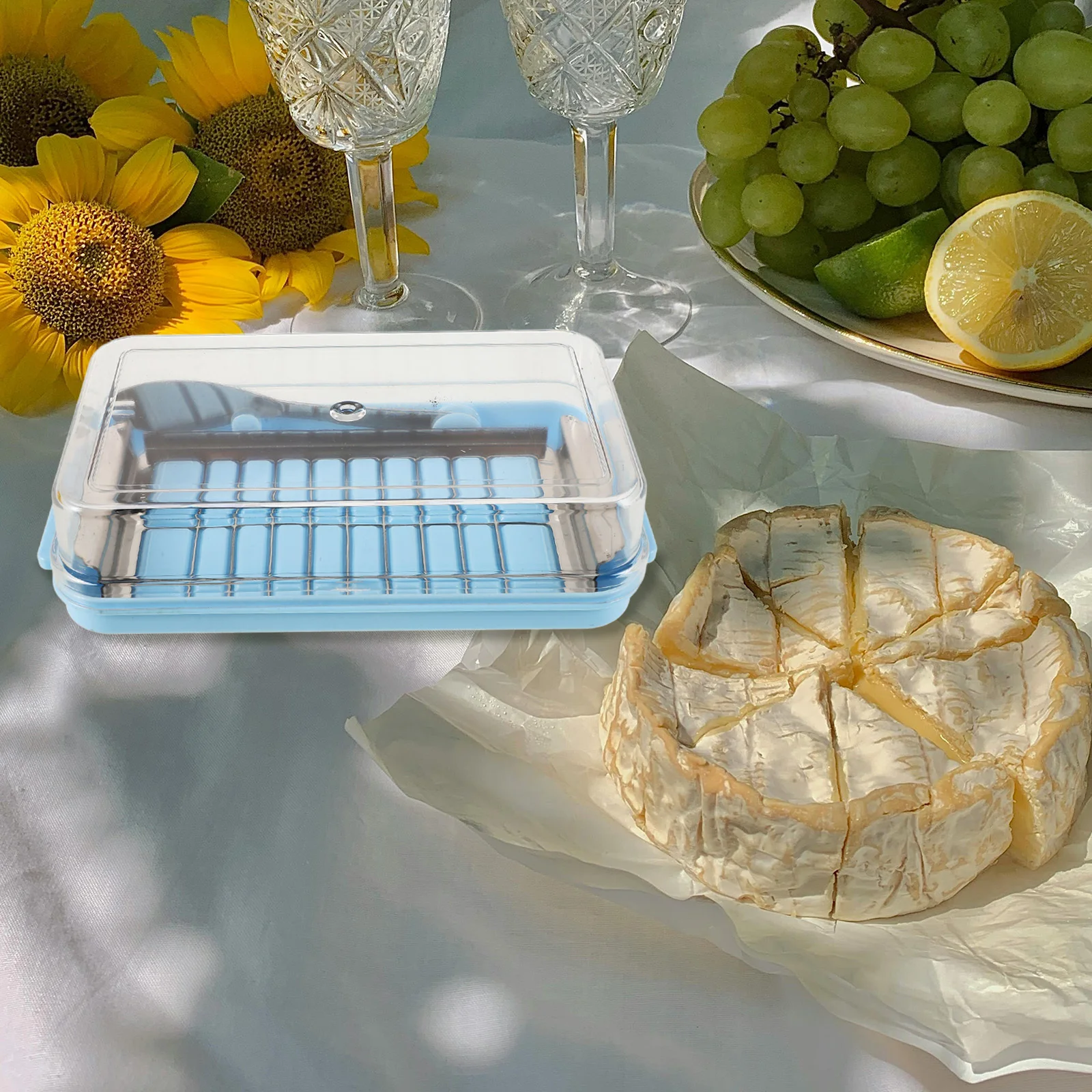 

Butter Dish Clear Lid Butterfly Keeper Easy Scoop Butter Container Kitchen Countertop Freshness Preservation Portion Control