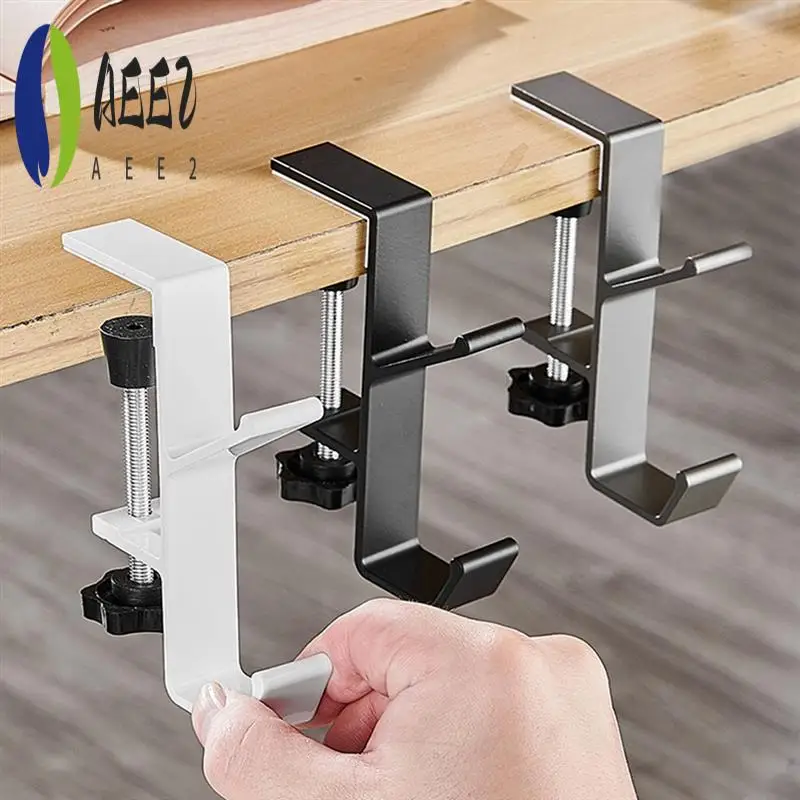 

AEE2-10Pcs Double-Layer Locking Desk Hook Bag Hook Office Desk Mobile Bag Hook Desk Side Table Hook