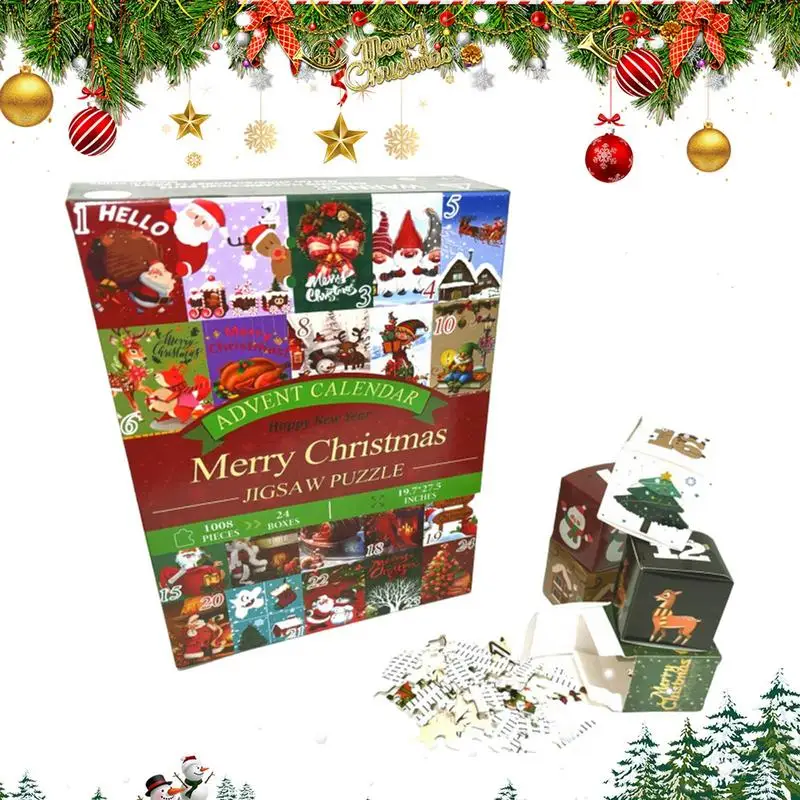 Christmas Advent Puzzle 1008x Vivid Advent Puzzles Wooden Jigsaw Puzzle Funny Stocking Stuffers Decoration For Christmas Birthda