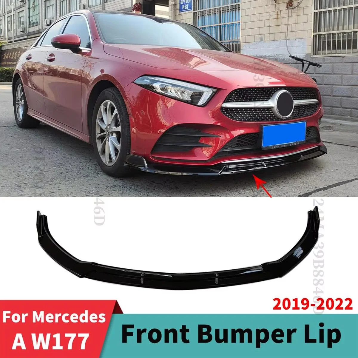 

Diffuser Deflector Front Bumper Lip Guard Chin Exterior Part For Mercedes Benz A class W177 A200 A180 A250 2019 2020 2021 2022