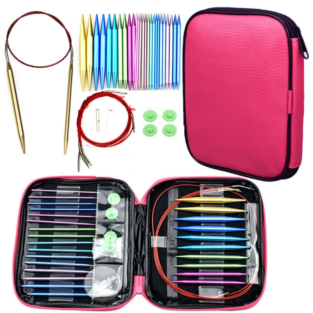 

Aluminum Circular Knitting Needles Set Interchangeable Crochet Hooks Weaving Yarn Knitting Craft Tools Accessories Kit Needle