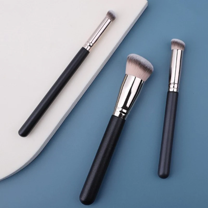 3pcs Face Cosmetic Makeup Brushes 170/270/370 Angled Flat Head Concealer Powder Liquid Foundation Flaw-less Long-lasting Look
