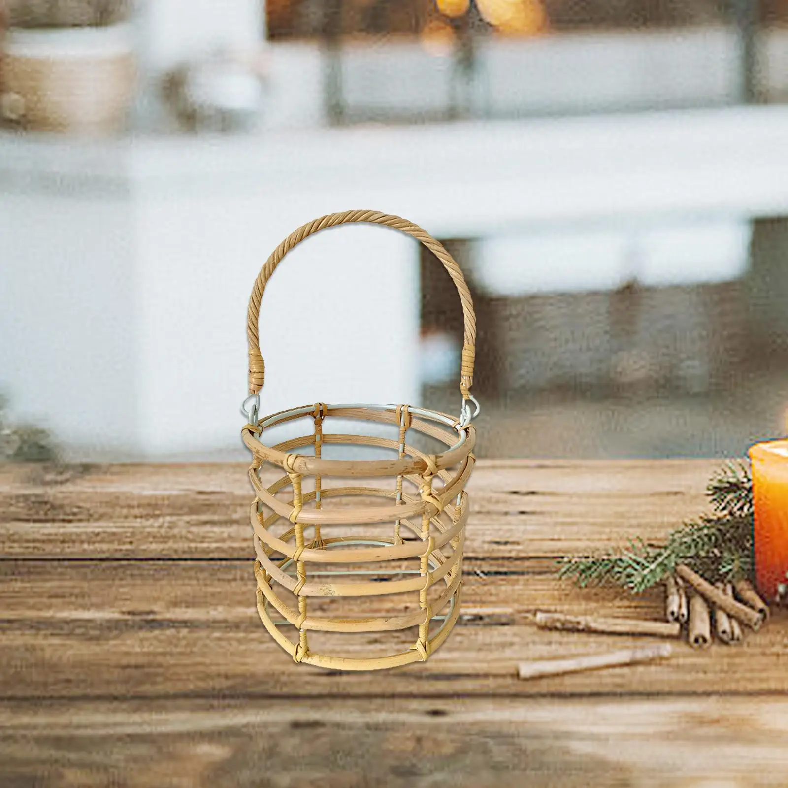 Rattan Candle Holder Woven Candle Holder Lamp Shade Wicker Candlestick Rustic for Dining Table Dining Room Teahouse Home Home