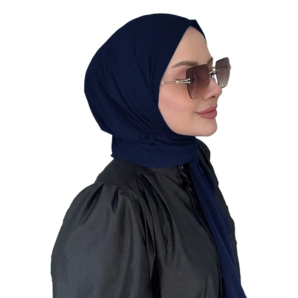 

Casual Full Coverage Instant Hijab Breathable Fastener Design Islam Turban Caps Soft Polyester Head Wraps Scarf Women