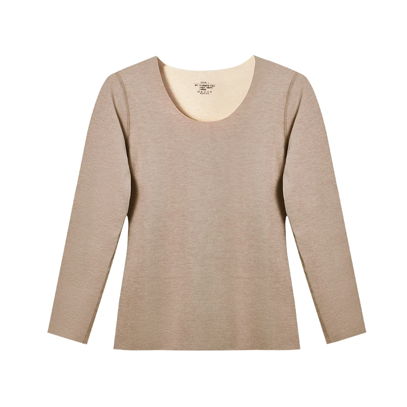 Damen-Thermounterwäsche, nahtlose Innenbekleidung, mit Fleece gefütterte und verdickte Basisschicht für Herbst und Winter, einteiliges Woll-Thermooberteil für Damen