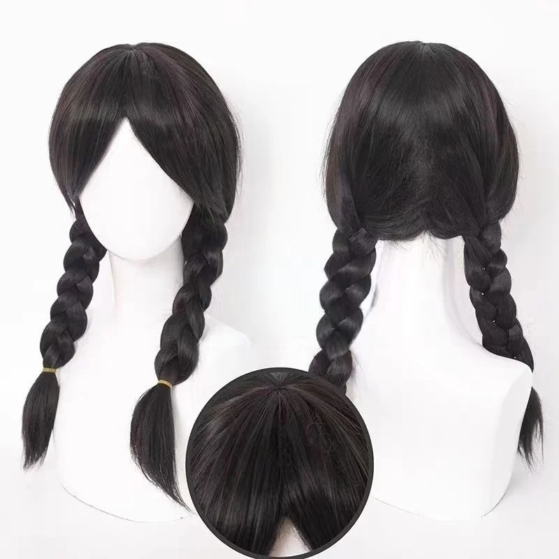 Identity V Toy Merchant Rose Net Cos Wig Anne Double Braids Black Wig High Temperature Matte Silk Halloween Party Cosplay Hair