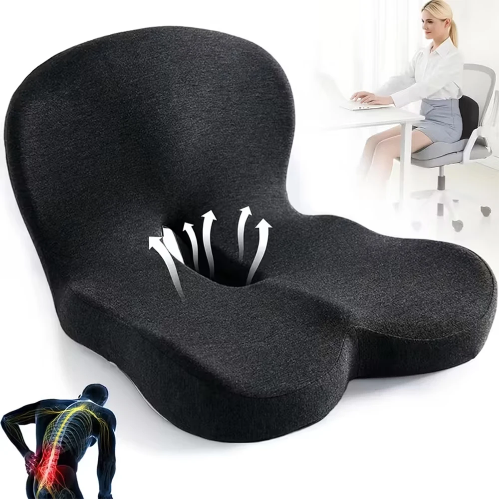 Cuscino ergonomico in schiuma memory per alleviare dolori al coccige, sciatico e schiena, cuscino ortopedico antiscivolo per sedia da ufficio, auto e casa
