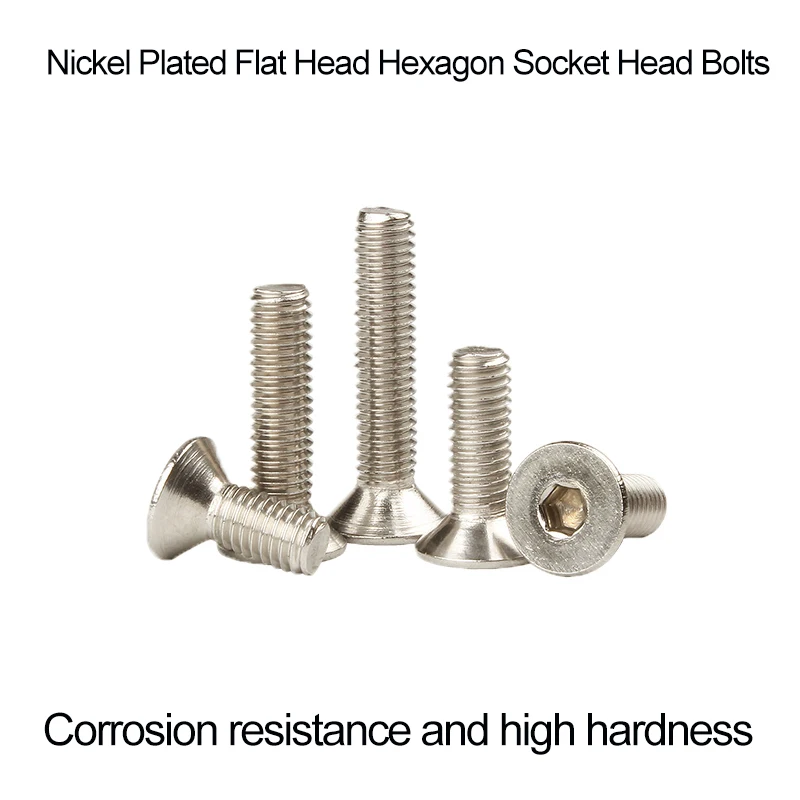 Standard din7991 nickel plated 10.9 grade countersunk head socket head screw flat head socket head bolt M1. 6-m8 10PCS