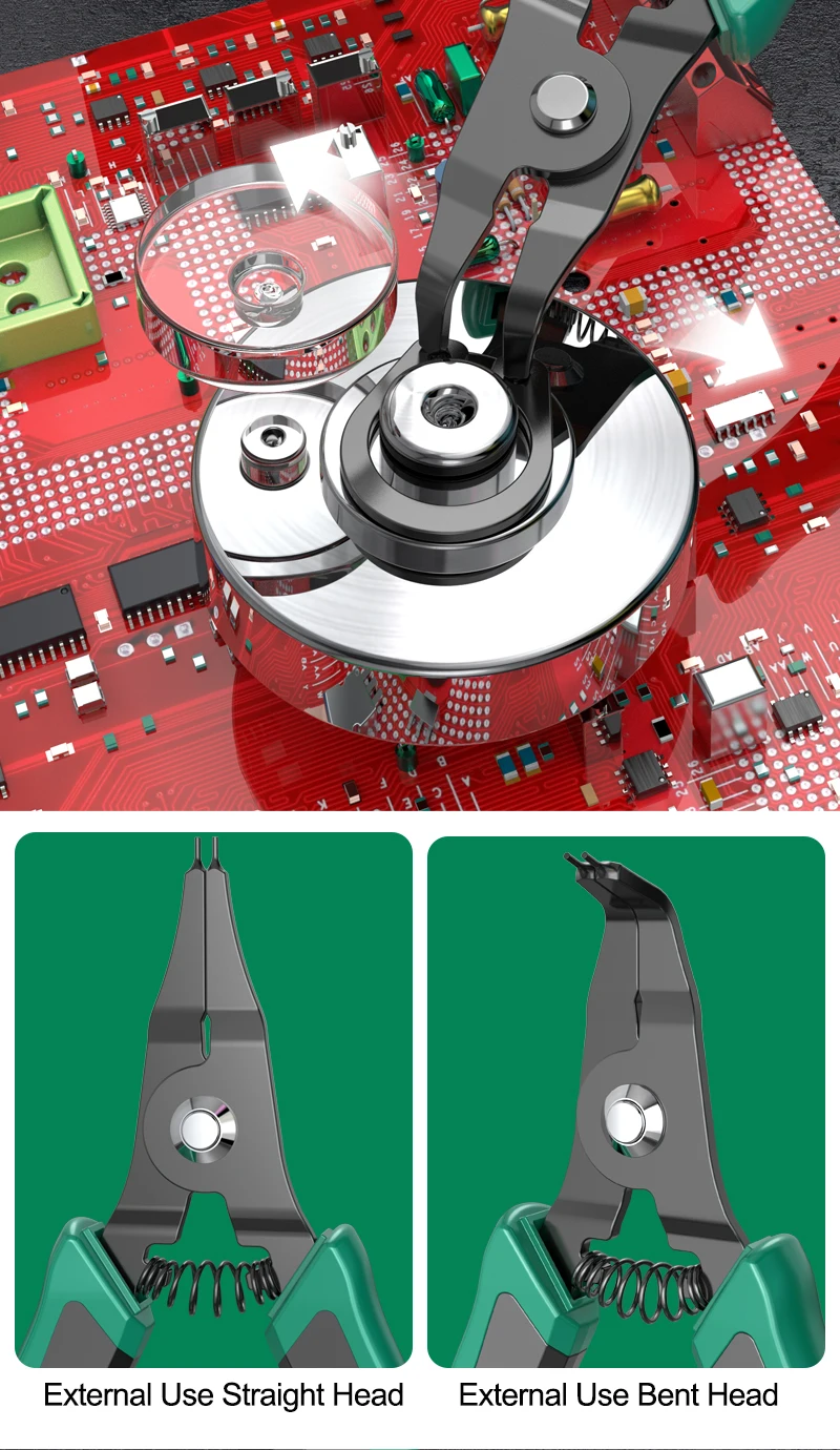 LAOA 4-teiliges Präzisions-Sprengringzangen-Set, 0,8 mm Spitzen, SK7-Stahl, Innen- und Außensprengringzangen für Elektronikreparaturen – Detail 4