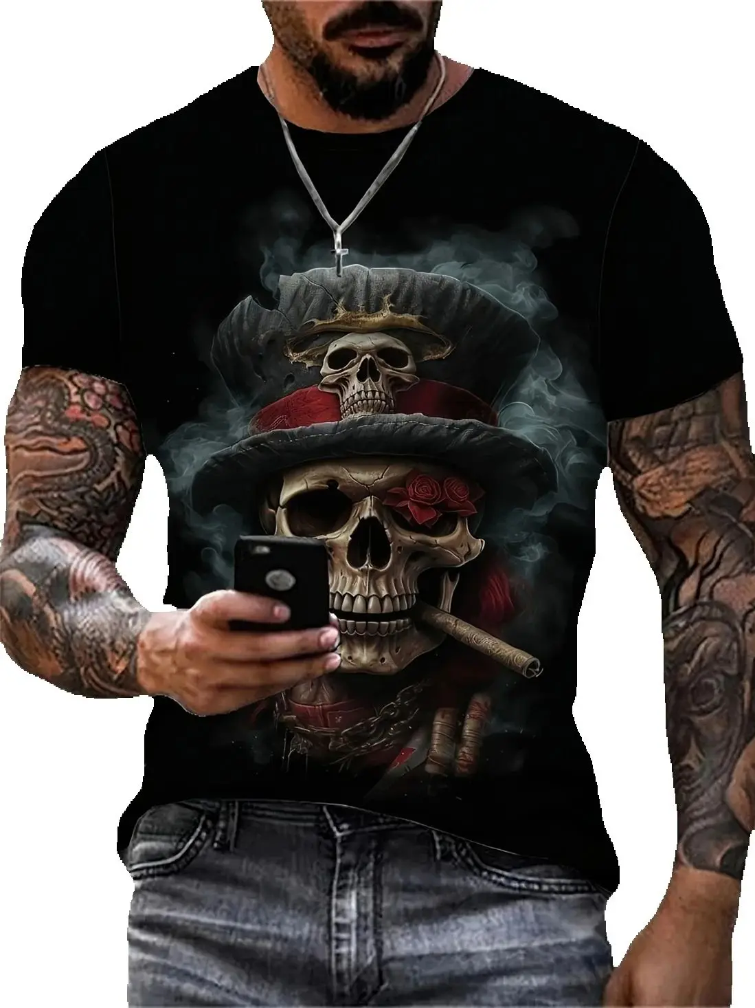 

Man Clothing Horror Skeleton T-Shirts Skull 3D Print Streetwear Men Women Fashion Oversized Short Sleeve T Shirt Kids Tees Tops