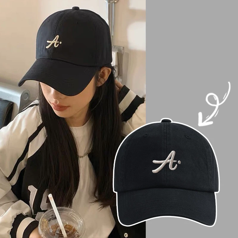 Korean Embroidered Baseball Cap Women Summer Adjustable Sun Hat Solid Color Cotton Lady Girls Peaked Caps Gorras