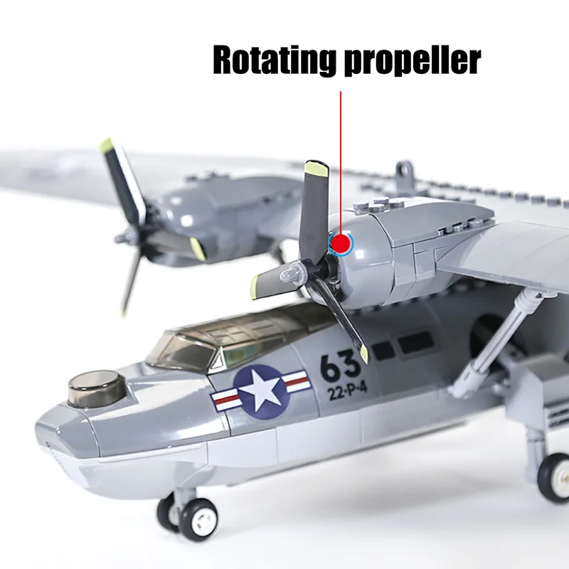 Militär moc konsolidiert PBY-5A Catalina Flugzeug Modellbau steine DIY Wasser flugzeug Stadt Flugzeug Ziegel Spielzeug für Kinder Geschenke