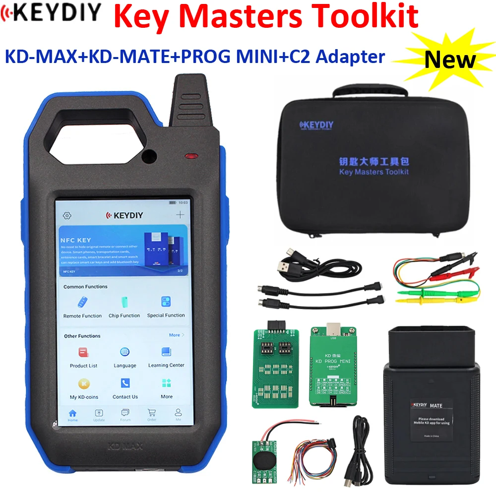 KEYDIY Key Masters Toolkit KD MAX Remote Maker and Generator with 96bit 48 Copy Function Plus KD MATE / KD PROG MINI C2 Adapter