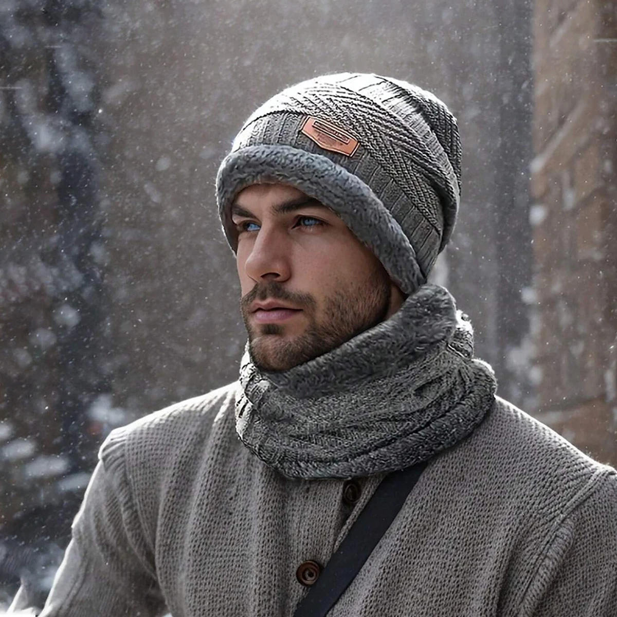 

2pcs Autumn And Winter Men's Hat And Scarf Sets, Outdoor Warm And Windproof Men's Set, Ideal choice for Gifts