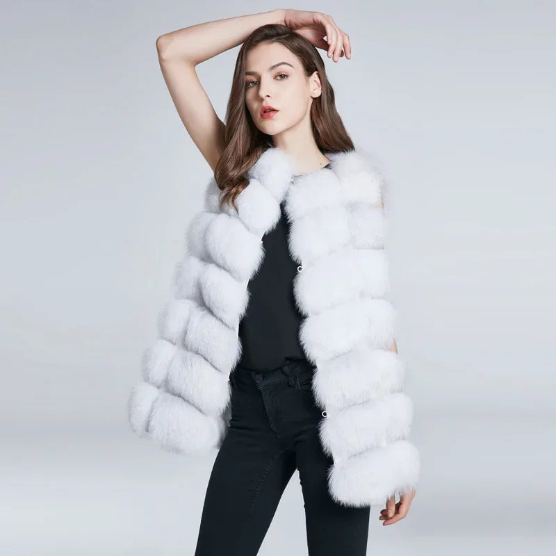 Fox Fur Grass Coat Vest Medium Long Square Women's Sweetheart European and American Winter Wear