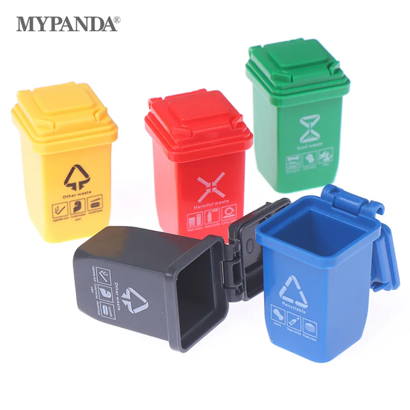 5pcs/set 1:12 Dollhouse Miniature Trash Can Model Accessories Furniture Toys