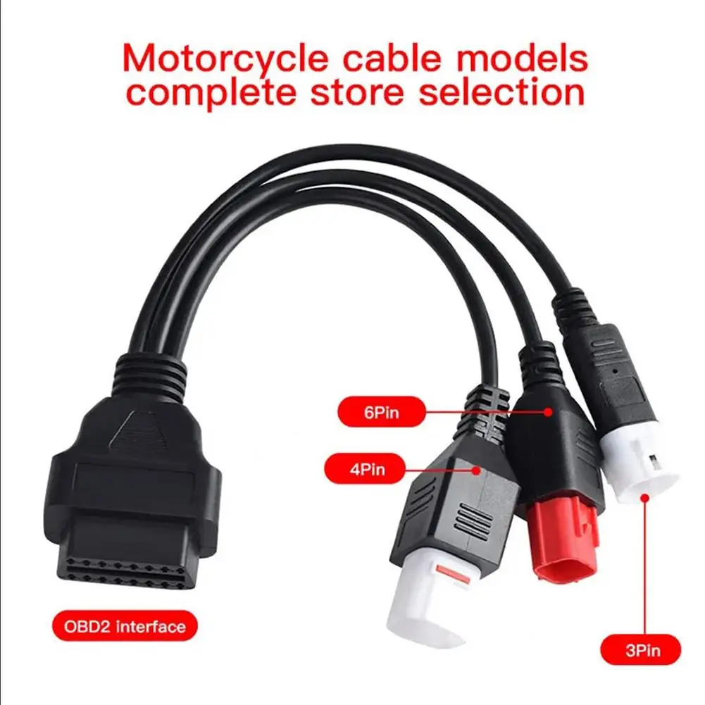 

Кабель-адаптер OBD2 16PIN для диагностики неисправностей мотоциклов, многоинтерфейсный диагностический инструмент для мотоциклов Yamaha, 1-в-3 Conne A4Q1