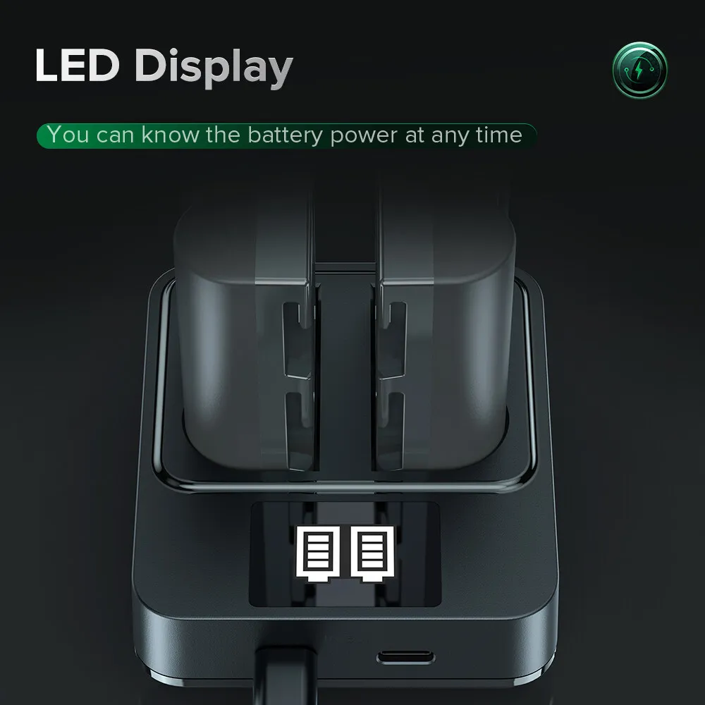 LLANO Nikon EN-EL3E Camera Charger LED USB Dual Slot Digital for D50/D70D80/D90/D100/D200/D300/D300S/D700/D3000/D5000/D7000