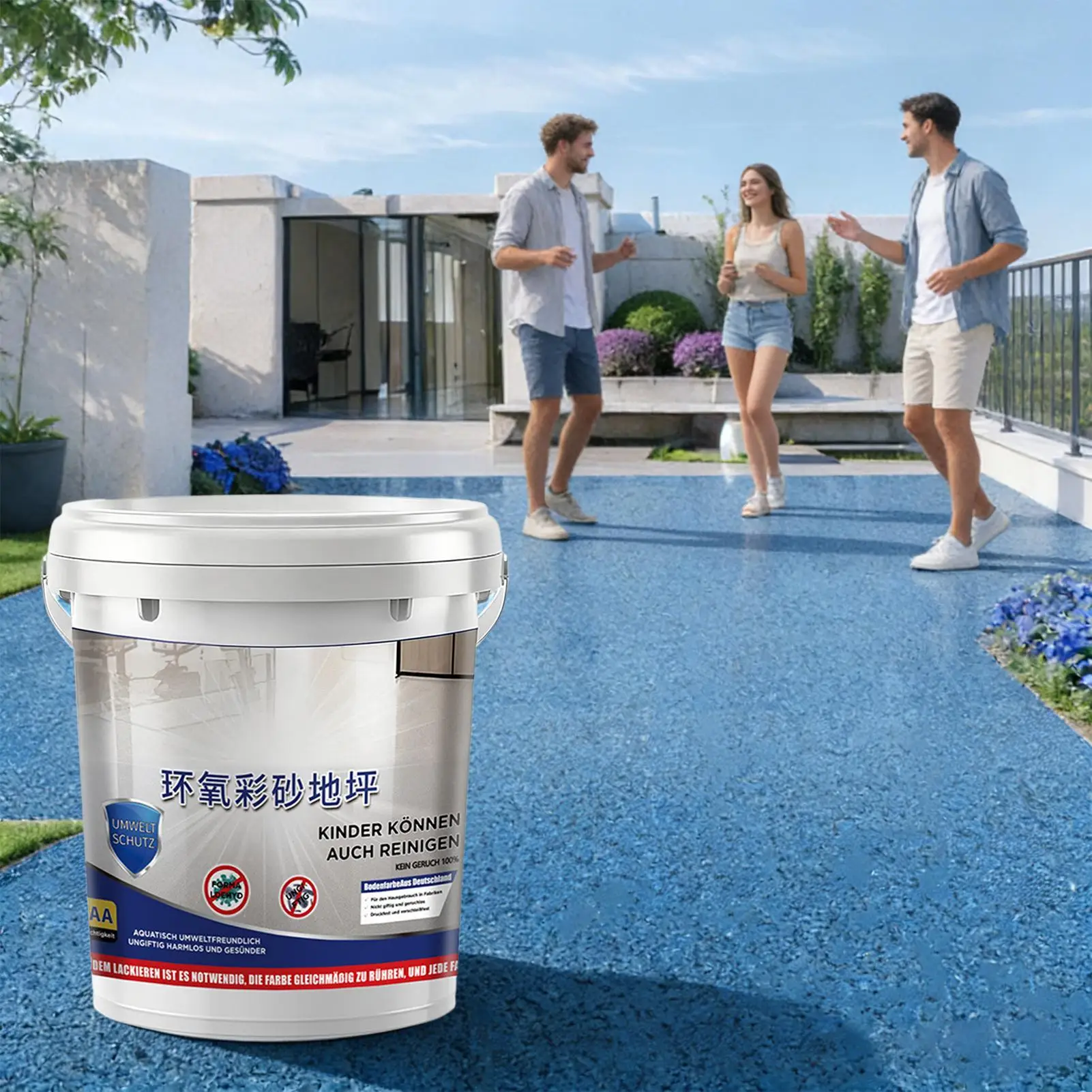 

Epoxy Floor Paint Marble Effect High Gloss Self Leveling Stone Look Coating Concrete Garage Indoor Wear Resistant Anti Slip Kit