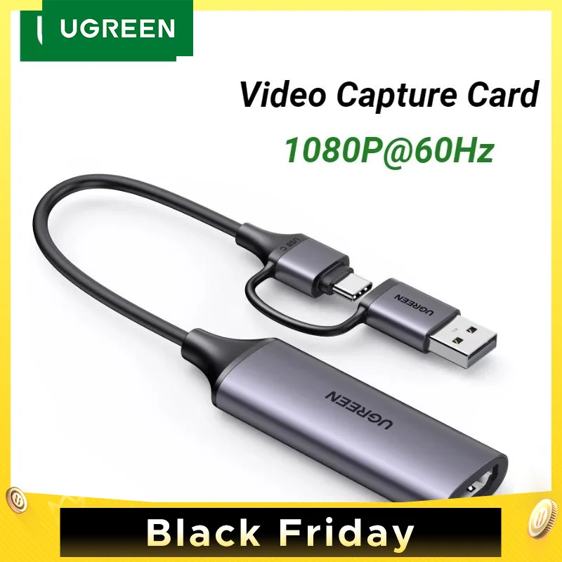 UGREEN HDMI Video Capture Card 1080P@60Hz HDMI to USB Type C Video Grabber Box for PC Computer Camera Live Streaming Record