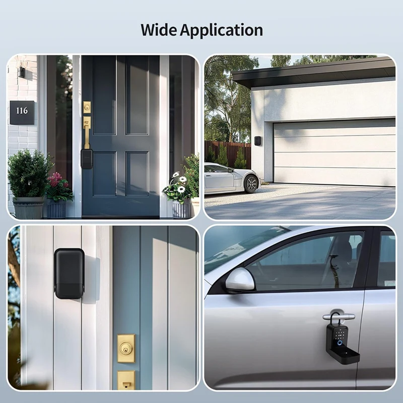 AB47-Smart Key Lock Box, Bluetooth Lock Box z czytnikiem linii papilarnych, kodem dostępu i kartą dostępu oraz kluczem ręcznym i kontrolą aplikacji, odcisk palca