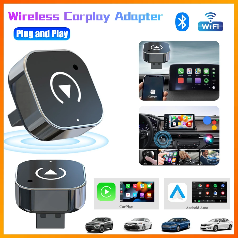 

Новинка 2025 года, беспроводной адаптер Carplay 2 в 1, адаптер Android Auto Box с проводным беспроводным ключом Plug & Play, адаптер автоматического подключения