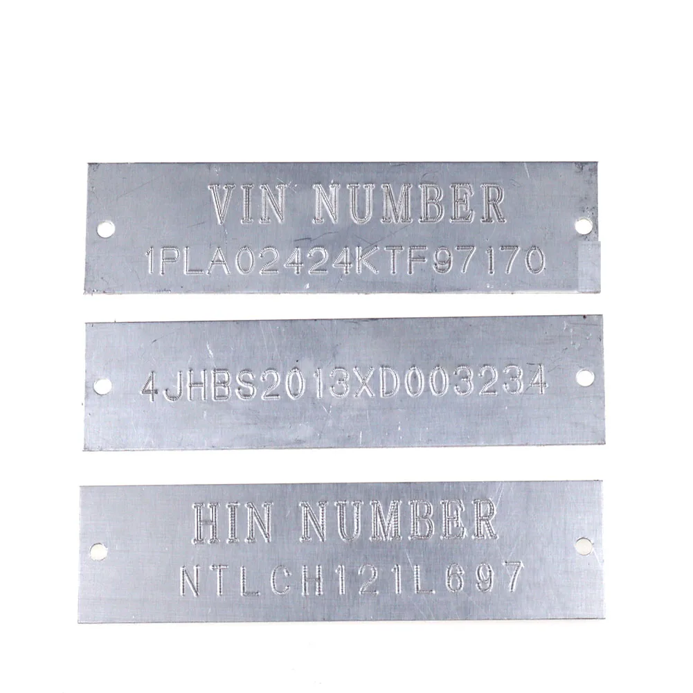 Serial Data VIN ID Plate Stamped Model Number TAG HIN Hull Vehicle Truck Boat