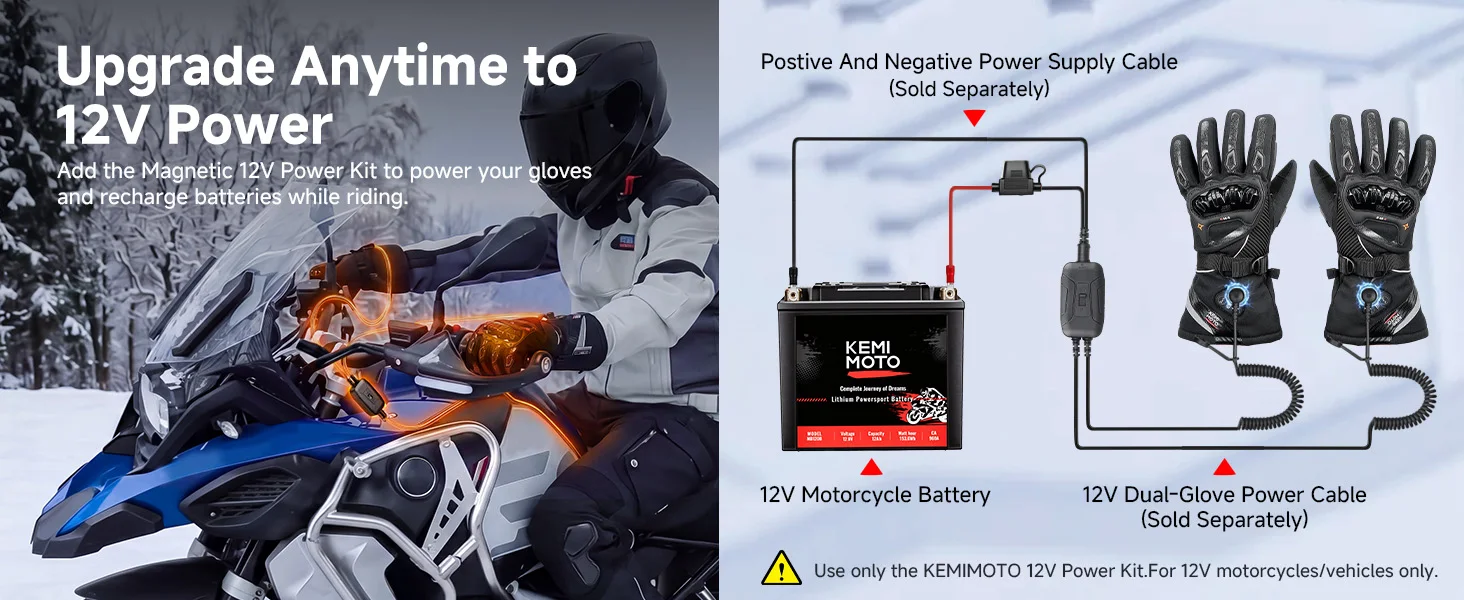 KEMIMOTO Motorrad-Heizhandschuhe Winter Moto-Heizhandschuhe Warme Wasserdichte Wiederaufladbare Heizhandschuhe für Schneemobile – Detail 36