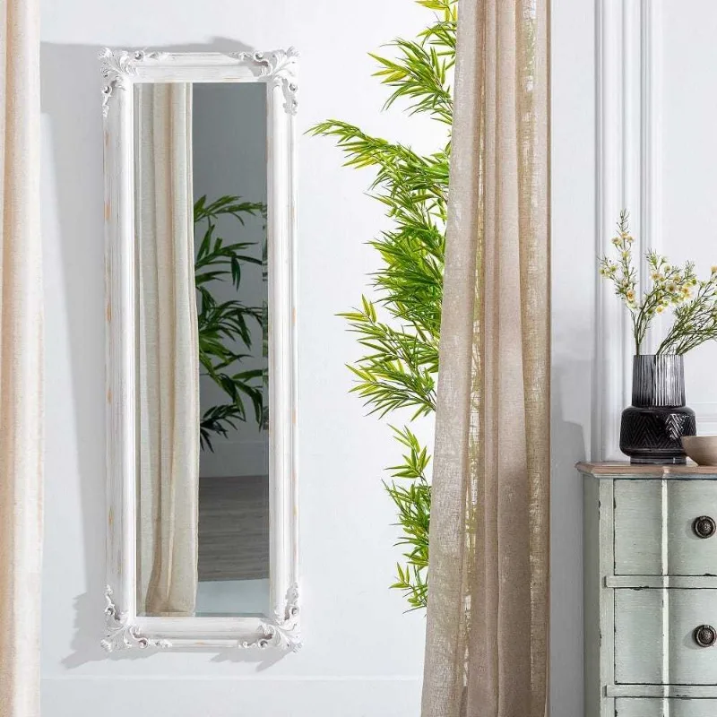 European light luxury retro carved art mirror cream wind Internet celebrity clothing store fitting mirror cloakroom bedroom full