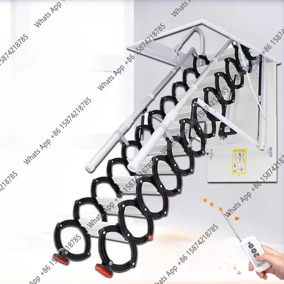 RPh Electric automatic attic telescopic stairs household hidden belt remote control thickened stretching folding lifting ladder