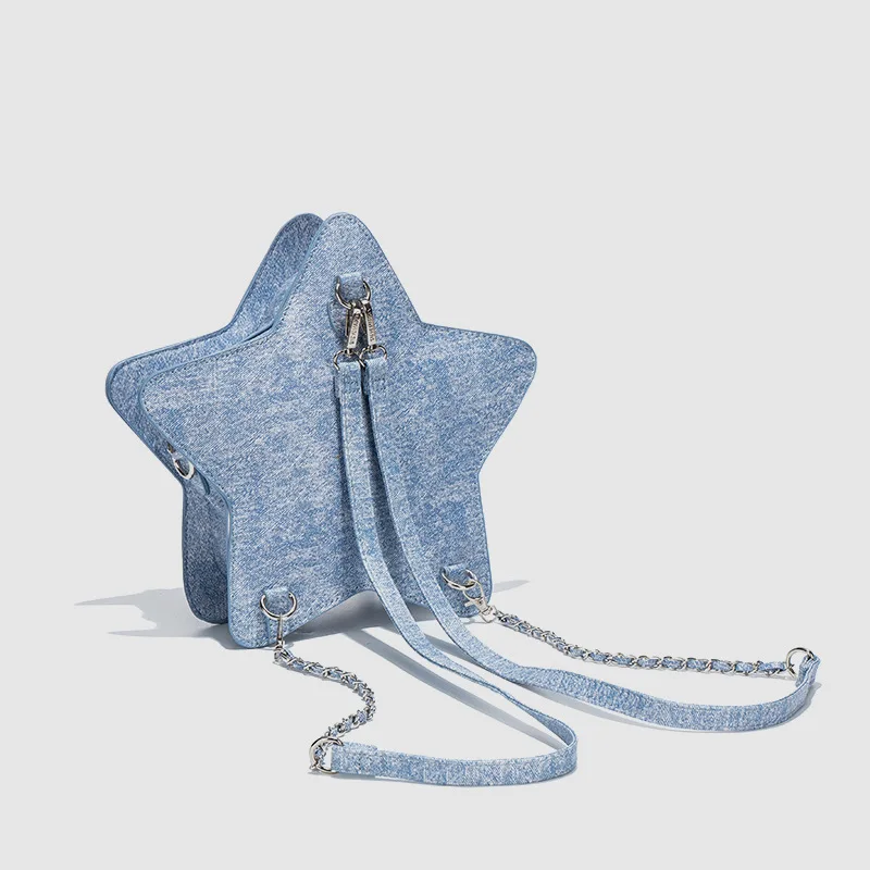 Mochila Anime em forma de estrela para meninas, bolsa de ombro Kawaii de cinco pontas fofa bolsa de armazenamento chique de alta capacidade presente menina, Y2K