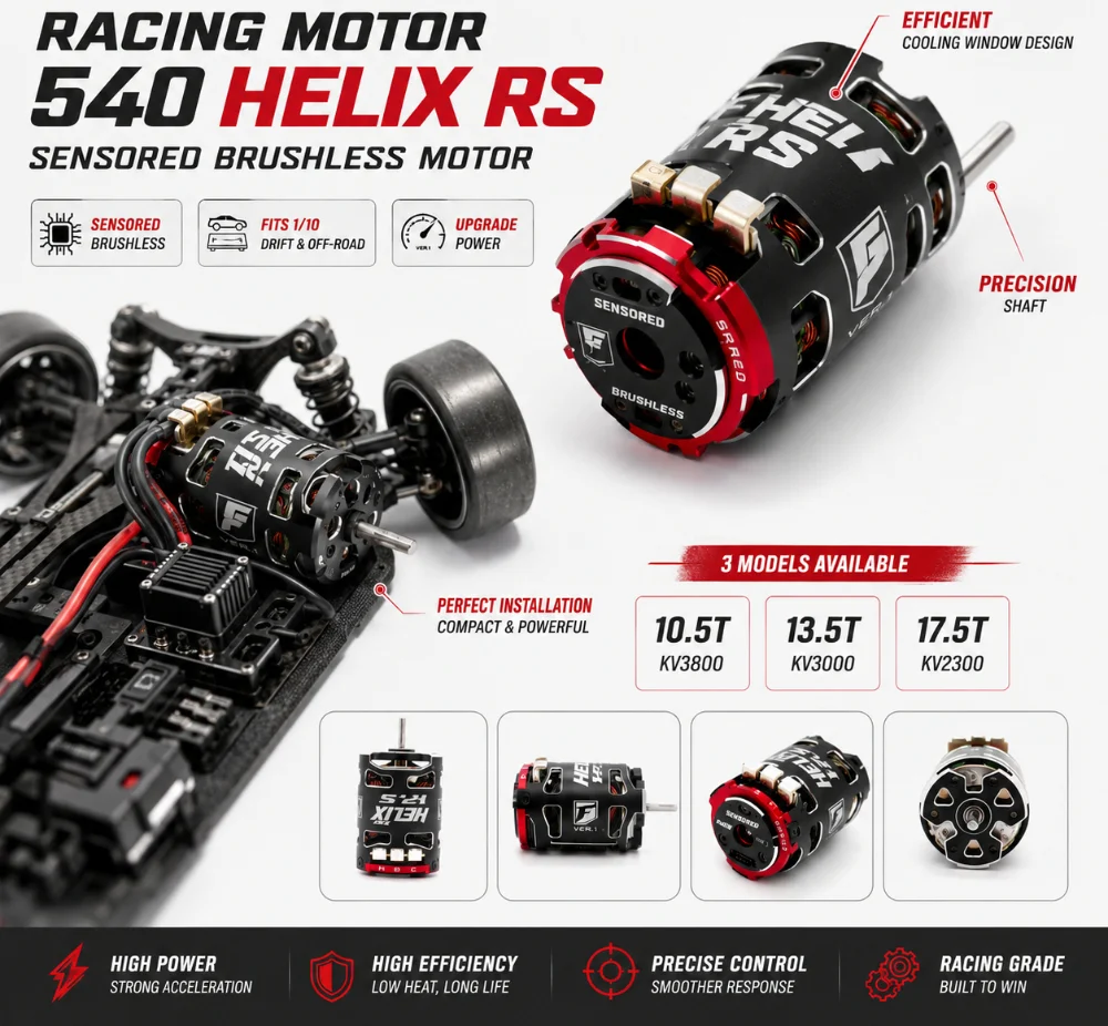 540 HELIX RS 10.5T 13.5T 17.5T Sensored Brushless Motor for 1/10 Scale RC Off-road Drift Racing Car RACING MOTOR Upgrade Parts