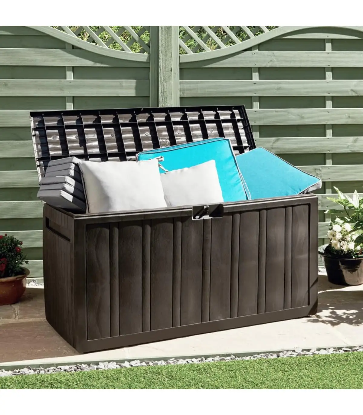 270 brown cushion box storage baskets L 117x45,5x57,5 cm