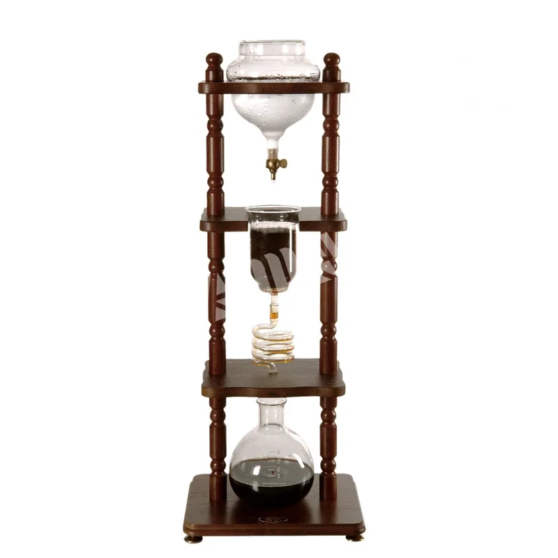 glass cold coffee drip maker dutch 6-8 /25CUPS COLD DRIP MAKER CURVED BROWN WOOD FRAME (32OZ)