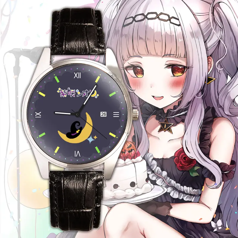 Game Anime Hololive Virtual YouTuber Tokoyami Towa Murasaki Shion Quartz Watch Wristwatch Cosplay Student Couples Watches Gift