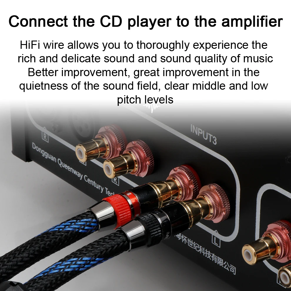 Cable de Audio RCA estéreo HIFI 6N OFC macho a macho 2RCA a 2RCA Cable de Audio con conector chapado en oro para amplificador de