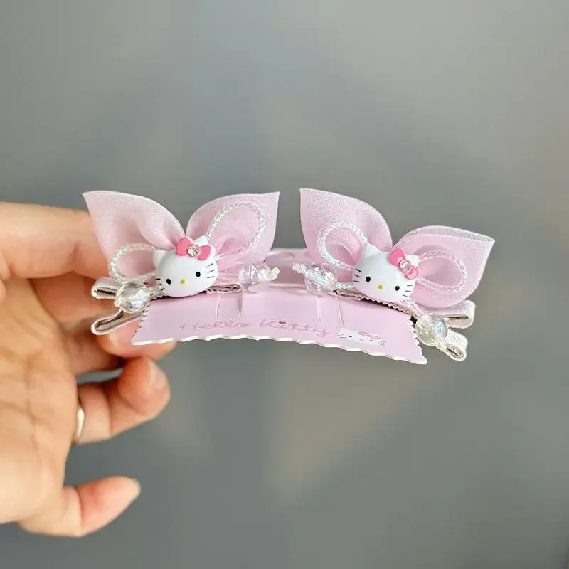 

Sweet Hello Kitty Anime Kawaii Sanrio Ins Children Hair Bow Clip Cute Cartoon Baby Princess Headwear Decoration Gifts for Girls