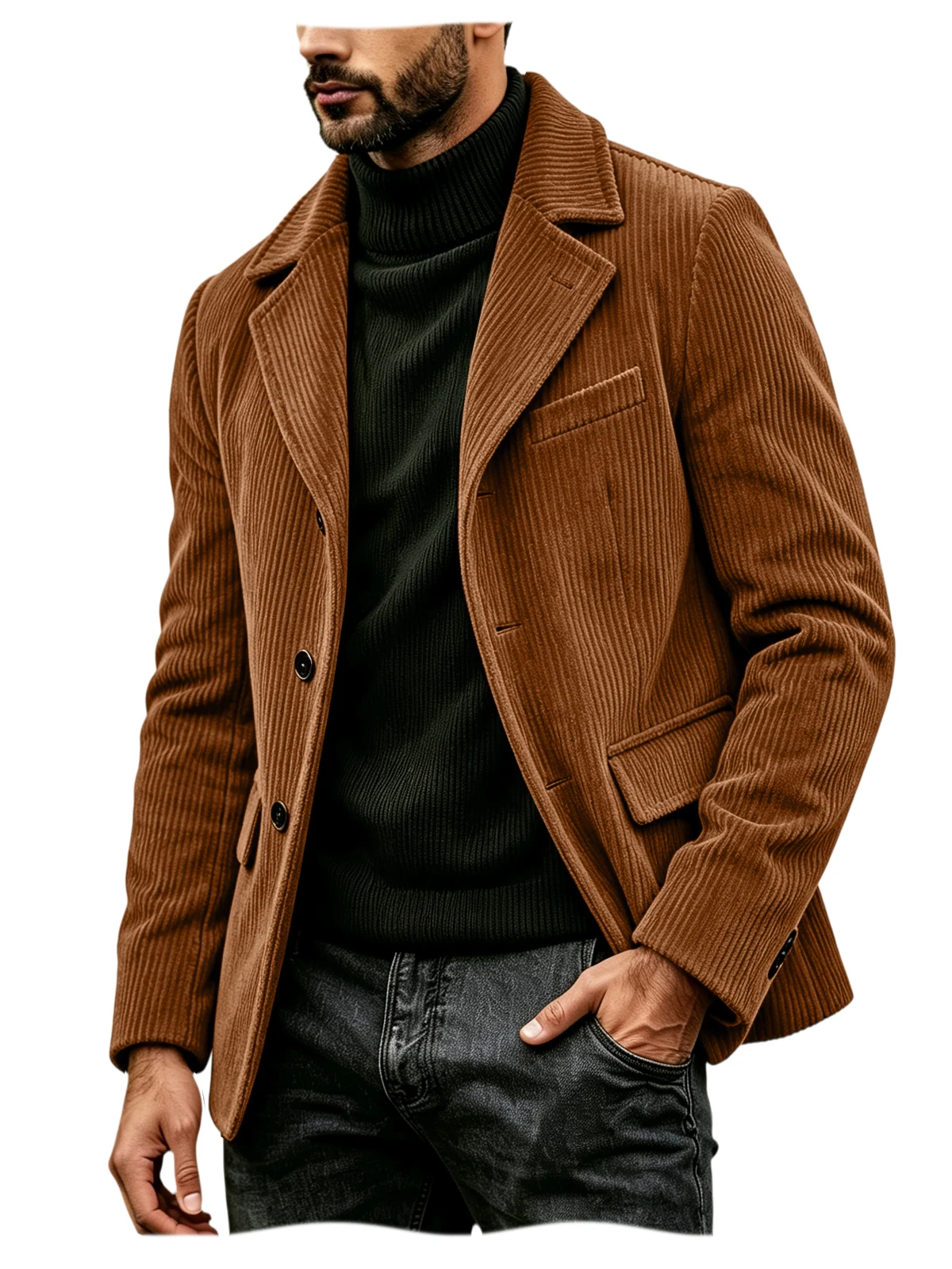 Men's Corduroy Suit Jacket Vintage Notched Lapel Single Breasted Loose Fit Casual Blazer High Quality Fashion Sport Coat Busines 9