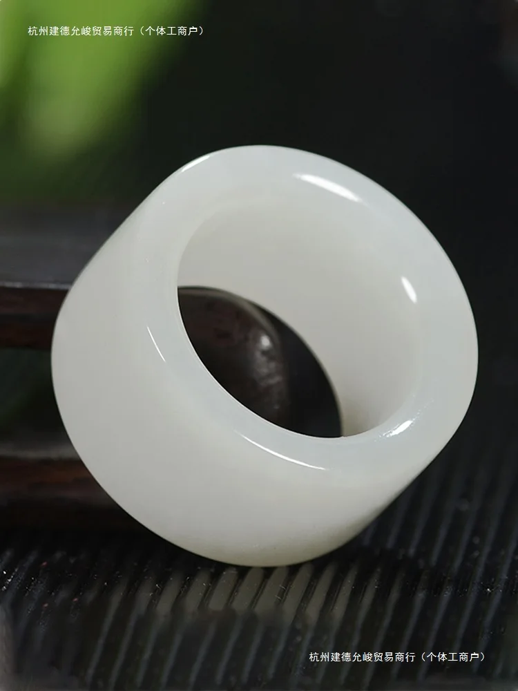 Hotan White Sheep Fat Jade , Vintage Men'S Thumb Ring view 4