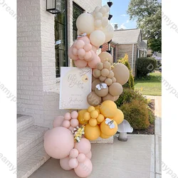 102pcs Bee Theme Balloons Arch Kit Yellow White Pink Brown Neutral Ballon Bride Wedding Baby Shower Birthday Party Decoration