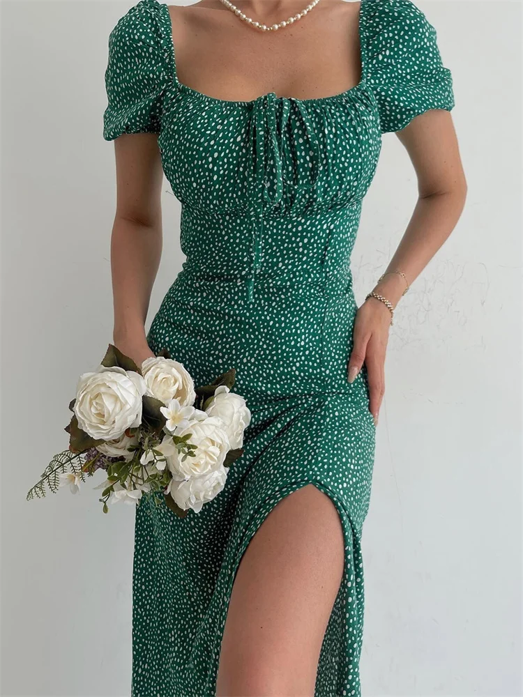 

Summer Long Dresses Women Boho Floral Print Dress Ladies Elegant Slash Neck Backless Dress Female Sexy Split Holiday Vestidos